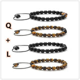 Tiger Eye Couple Bracelets Matte Black Agate Beads Bracelet Heaventlyshop