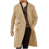 Woolen Men's Coat Thickened Long Section Double Breasted Coat Heaventlyshop