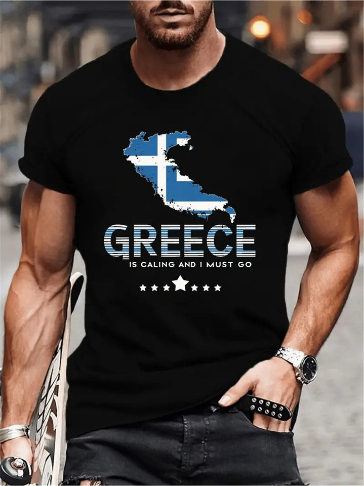 Men's Patterned Printed T-shirt, Summer Casual Short Sleeved T-shirt