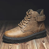 Men's High Top Round Toe Retro Work Boots Heaventlyshop