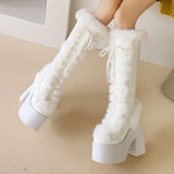 High Heeled Platform Thick Soled Snow Boots Fur Boots Heaventlyshop