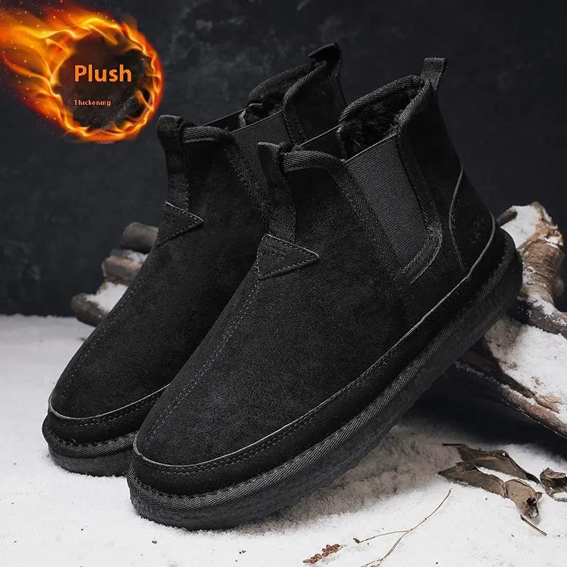 Winter Fleece Snow Boots Round-toed Flat Shoes Casual Warm Sports Shoes Men Ankle Boot Heaventlyshop