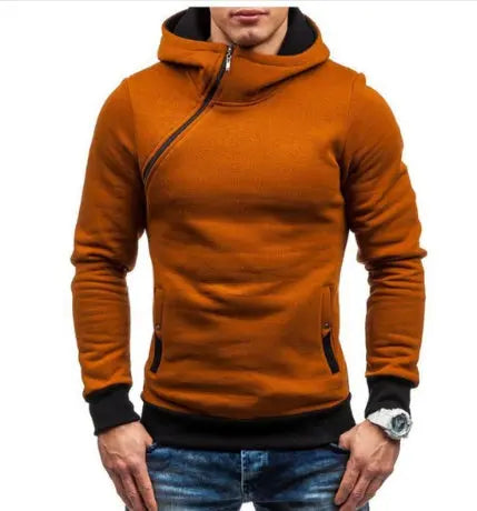 Brand Hoodie Oblique Zipper Solid Color Hoodies Men Fashion Tracksuit Male Sweatshirt Hoody Mens Heaventlyshop