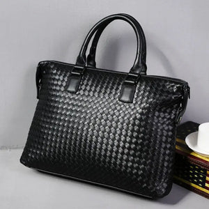 Men's Bag Leather Large Briefcase Hand Woven Luxury Handbags Business Tote Bags For Men High Quality Laptop Handbags Heaventlyshop