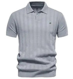 Ribbed Knit Polo Shirt for Men Heaventlyshop