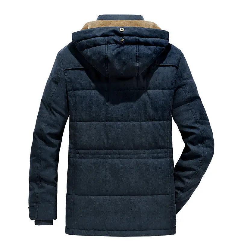 Plus Size Men's Cotton-padded Coat Multi-pocket Fleece-lined Thickened Heaventlyshop