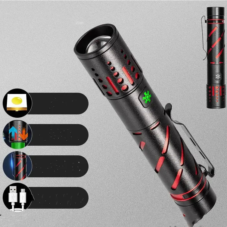 Rechargeable Zoom LED Laser Long Range Aluminum Alloy Outdoor Lighting Flashlight Heaventlyshop