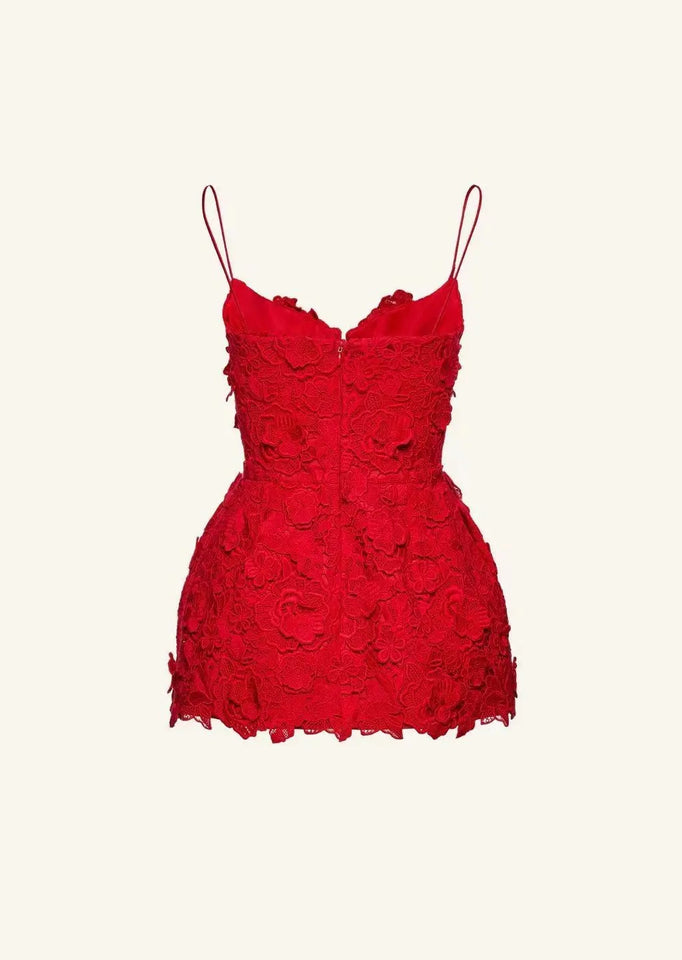 Red Pattern Decorative Sexy Sling Dress - Heaventlyshop