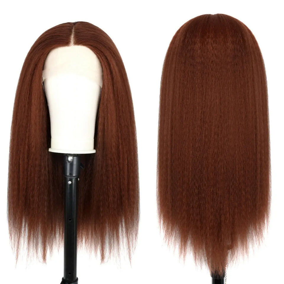 Medium Split Fluffy Brown Long Straight Hair Heaventlyshop