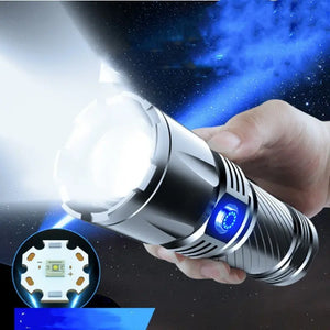 Aluminum Alloy White Laser Strong Light Flashlight Charging  Bright Long Distance Heaventlyshop