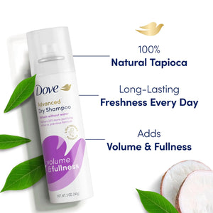 Dove Dry Shampoo Volume & Fullness 2 Count for Oily Hair for Refreshed Hair 5 oz 5 Ounce (Pack of 2) light clean scent Heaventlyshop