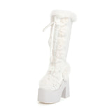 High Heeled Platform Thick Soled Snow Boots Fur Boots Heaventlyshop