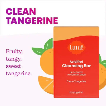 Lume Acidified Body Cleansing Bar - 24 Hour Odor Control - Removes Odor Better than Soap - Moisturizing Formula - Formulated Without SLS orParabens - OB/GYN Developed - 5 ounce (Clean Tangerine) Clean Tangerine Heaventlyshop
