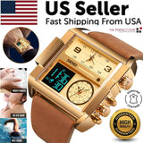 SKMEI Men Watch Large Dial Digital Quartz Sport Stopwatch Leather Wristwatch New Heaventlyshop