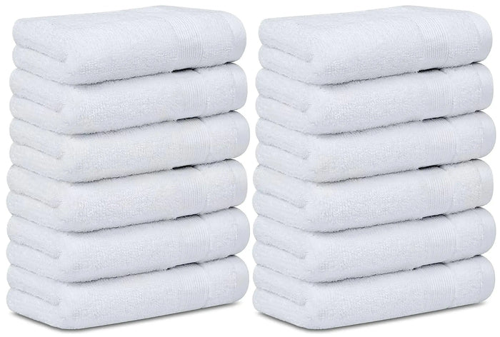 Soft Washcloth Face Body Towel Set 12x12 in Plush Absorbent Cotton 12 Pack White Heaventlyshop