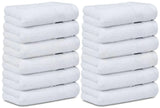 Soft Washcloth Face Body Towel Set 12x12 in Plush Absorbent Cotton 12 Pack White Heaventlyshop