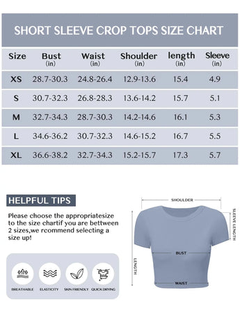 Womens Short Sleeve Crop Top Crew Neck Y2K Shirt Sexy Slim Fitted Casual Base Layer Soft Workout Shirt Going Out Tops X-Small Blue Heaventlyshop