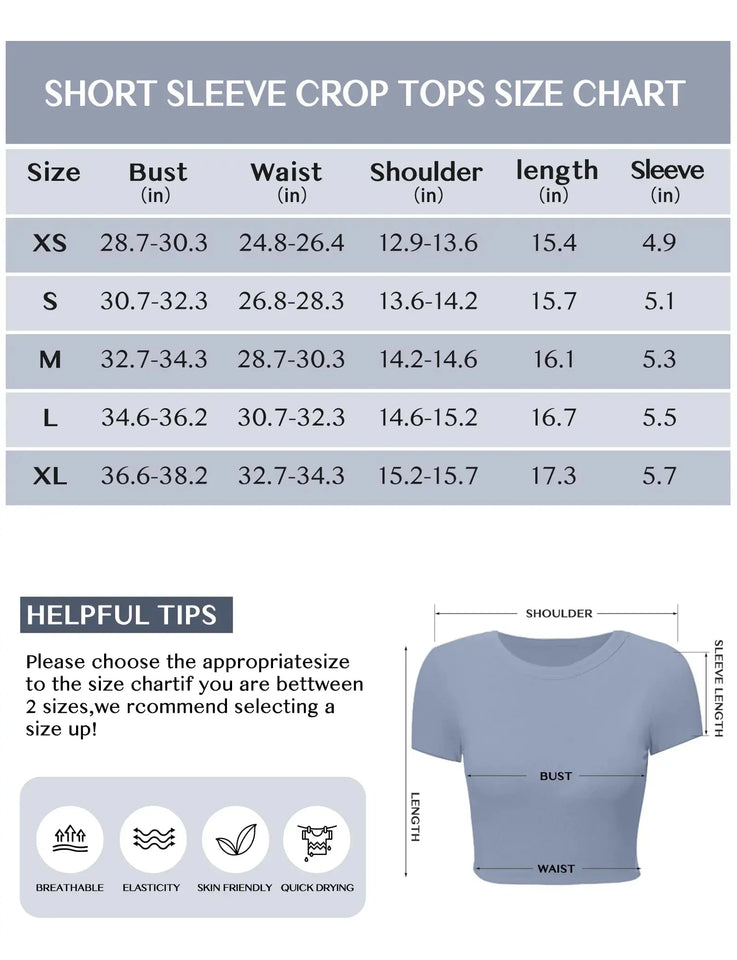 Womens Short Sleeve Crop Top Crew Neck Y2K Shirt Sexy Slim Fitted Casual Base Layer Soft Workout Shirt Going Out Tops X-Small Blue Heaventlyshop