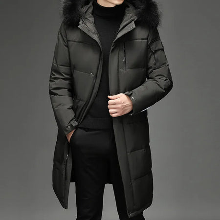 Men’s Faux Fur Long Over-Knee Down Workwear Coat Heaventlyshop