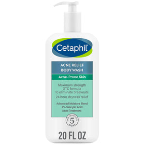 Cetaphil Body Wash, NEW Acne Relief Body Wash with 2% Salicylic Acid to Eliminate Breakouts, Gently Exfoliates and Provides 24Hr Dryness Relief, 20 oz Unscented 20 Fl Oz (Pack of 1) Heaventlyshop