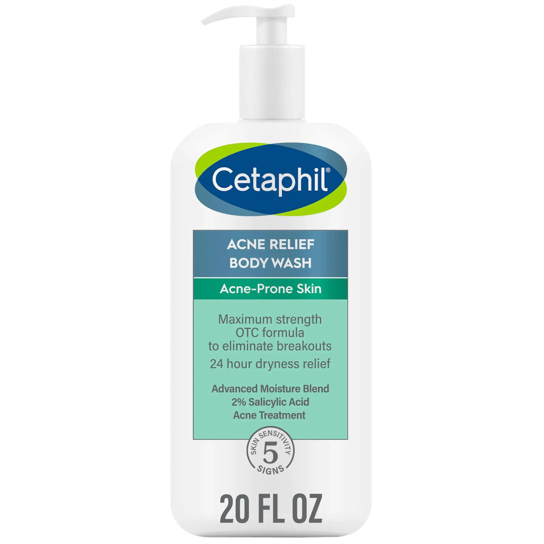 Cetaphil Body Wash, NEW Acne Relief Body Wash with 2% Salicylic Acid to Eliminate Breakouts, Gently Exfoliates and Provides 24Hr Dryness Relief, 20 oz Unscented 20 Fl Oz (Pack of 1) Heaventlyshop