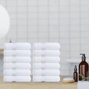 Soft Washcloth Face Body Towel Set 12x12 in Plush Absorbent Cotton 12 Pack White Heaventlyshop