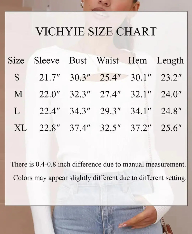 VICHYIE Womens Fashion Fall Clothes One Piece Cutout Tops Long Sleeve Ribbed Slim Fitted Shirts Tee Tshirts Large Long-moss Green Heaventlyshop