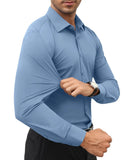 Stretch Mens Dress Shirts Long Sleeve Slim Fit Dress Shirts for Men Muscle Fit Wrinkle Free Button Down Shirt 3X-Large Baby Blue Heaventlyshop