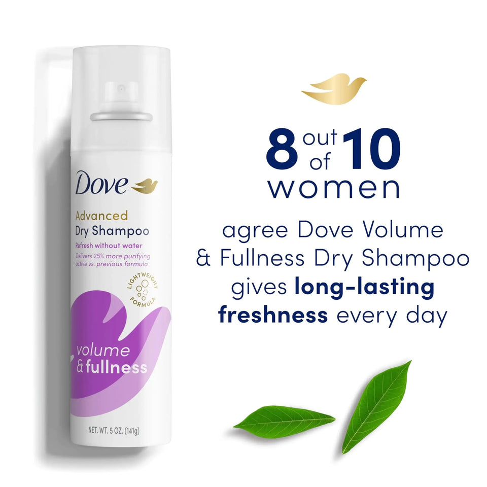 Dove Dry Shampoo Volume & Fullness 2 Count for Oily Hair for Refreshed Hair 5 oz 5 Ounce (Pack of 2) light clean scent Heaventlyshop