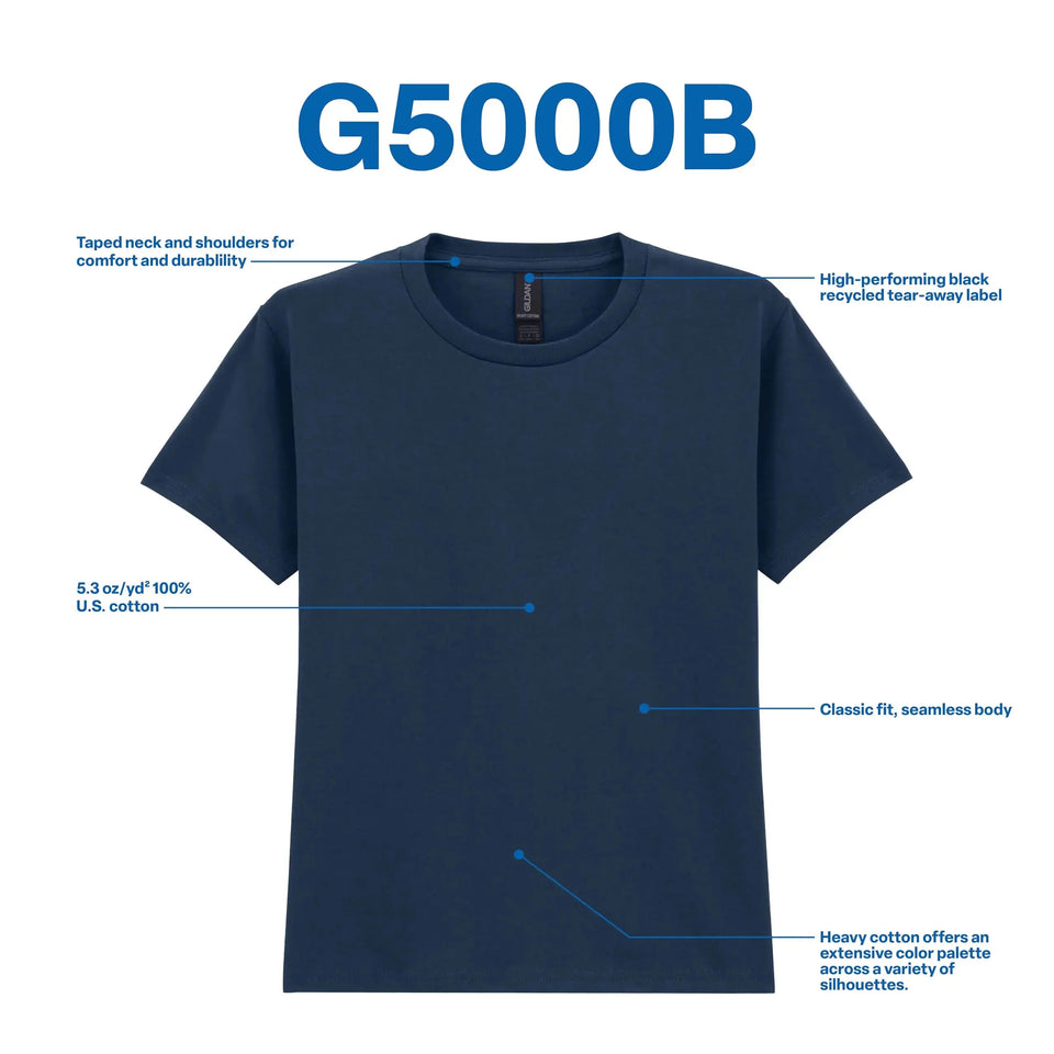 Gildan Youth Heavy Cotton T-Shirt, Style G5000B, 2-Pack X-Large White - Heaventlyshop