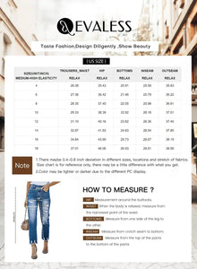 EVALESS Womens Jeans Mid Waisted Stretch Ripped Distressed Tummy Control Straight Ankle Jean for Women Trendy 2024 18 Blue Heaventlyshop