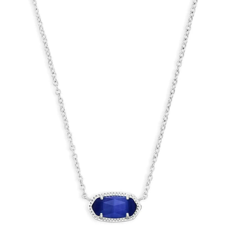 Kendra Scott Elisa Pendant Necklace for Women, Fashion Jewelry, 14k Gold-Plated RHODIUM - COBALT CATS EYE Heaventlyshop