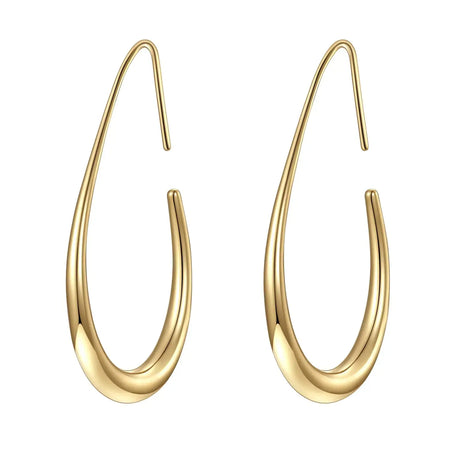 Lightweight Teardrop Hoop Earrings for Women - 14k Gold/White Gold Plated Large Oval Pull Through Hoop Earrings High Polished Statement Jewelry Gift for Women Heaventlyshop