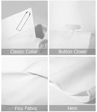 Beninos Men's Dress Shirts Slim Fit Solid Long Sleeve Casual Button Down Shirts White Small Heaventlyshop