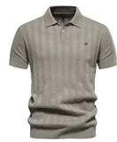 Ribbed Knit Polo Shirt for Men Heaventlyshop