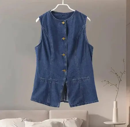 Women's Summer Denim Shorts and Vest Set – High Waist, Wide Leg Heaventlyshop