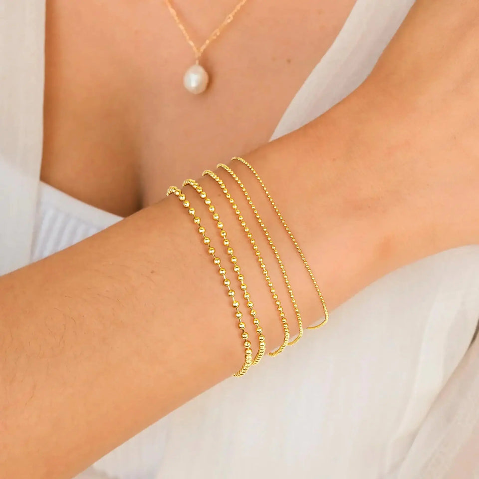 Gold Bracelets for Women,Dainty Bracelets Set for Women Trendy, Gold Bracelets Stack With Beaded, Cuban, Paperclip, Heart, Snake, Rope, Pearl, Cross, Hand Chain, Silver Jewelry Gifts for Women Mom Style05-5PCS-Beaded Heaventlyshop