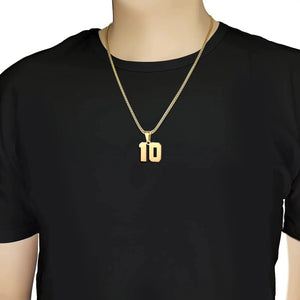 Number Necklace for Boy Black Athletes Number Stainless Steel Chain 00-99 Number Charm Pendant Personalized Sports Jewelry for Men Basketball Baseball Football Gold 50 Heaventlyshop