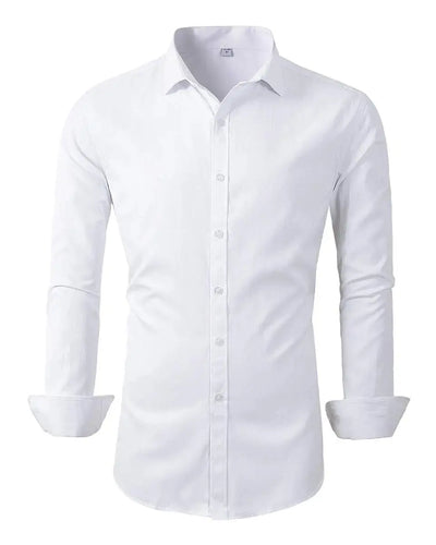 Beninos Men's Dress Shirts Slim Fit Solid Long Sleeve Casual Button Down Shirts White Small Heaventlyshop