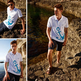 Anemoss Marine White Men's Polo Collar T-Shirt - Heaventlyshop