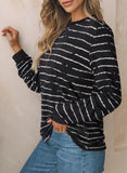 EVALESS Womens Casual Polka Dots Tops Crewneck Long Sleeve Shirts Fall 2024 Lightweight Loose Sweatshirts XX-Large E Black Striped Heaventlyshop