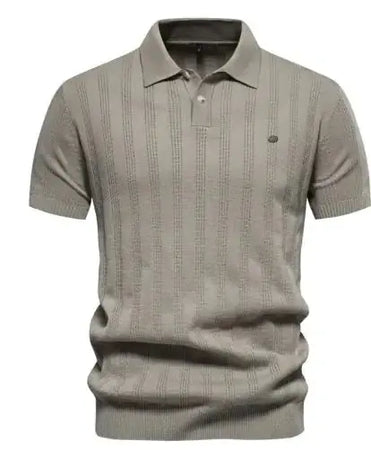 Ribbed Knit Polo Shirt for Men Heaventlyshop