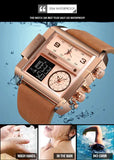 SKMEI Men Watch Large Dial Digital Quartz Sport Stopwatch Leather Wristwatch New Heaventlyshop