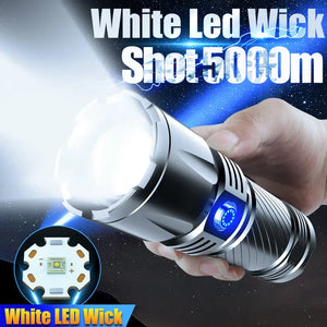 Aluminum Alloy White Laser Strong Light Flashlight Charging  Bright Long Distance Heaventlyshop