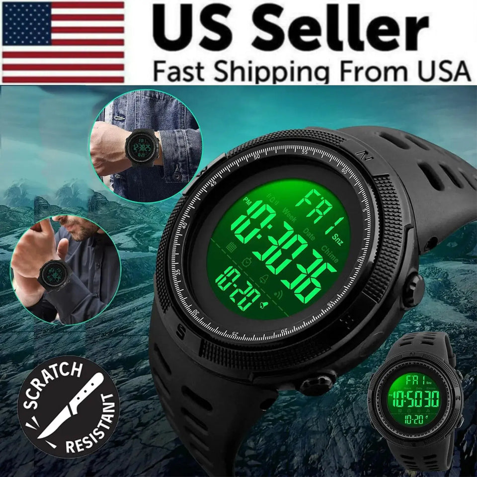 SKMEI Men's Digital Army Military Sport Quartz Analog Chrono Waterproof Watch US Heaventlyshop