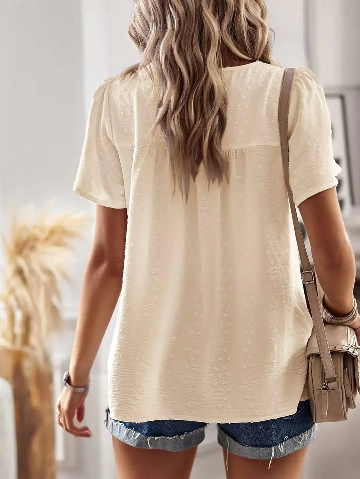 Womens Summer Tops Crewneck Short Sleeve Shirts Casual Chiffon Blouses Flowy Lace Hem Boho Clothing Trendy 2024 XX-Large Apricot Heaventlyshop