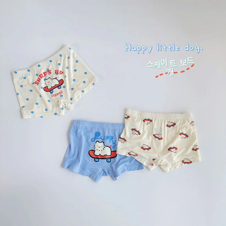 Three-piece Set Children's Underwear Modal Printing Baby Kindergarten Boxer Shorts Heaventlyshop