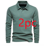 Men's Fashion Lapel Long-Sleeved Polo Shirt – Casual Solid Color Top Heaventlyshop