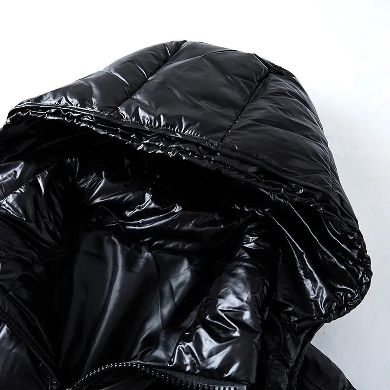 Down Jacket Black Glossy Couples Coat Heaventlyshop