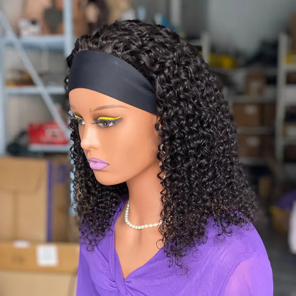 200 Curly Headbandwig Human Hair Wigs Heaventlyshop